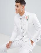 Asos Design Wedding Skinny Suit Jacket With Square Hem In White - White