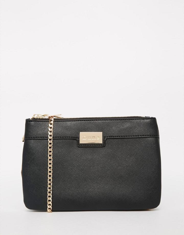 Dune Double Compartment Cross Body Bag - Black Matt Saffiano