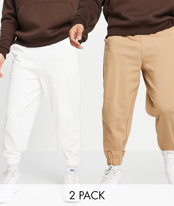 Asos Design Oversized Sweatpants In Soft White & Beige 2 Pack-multi