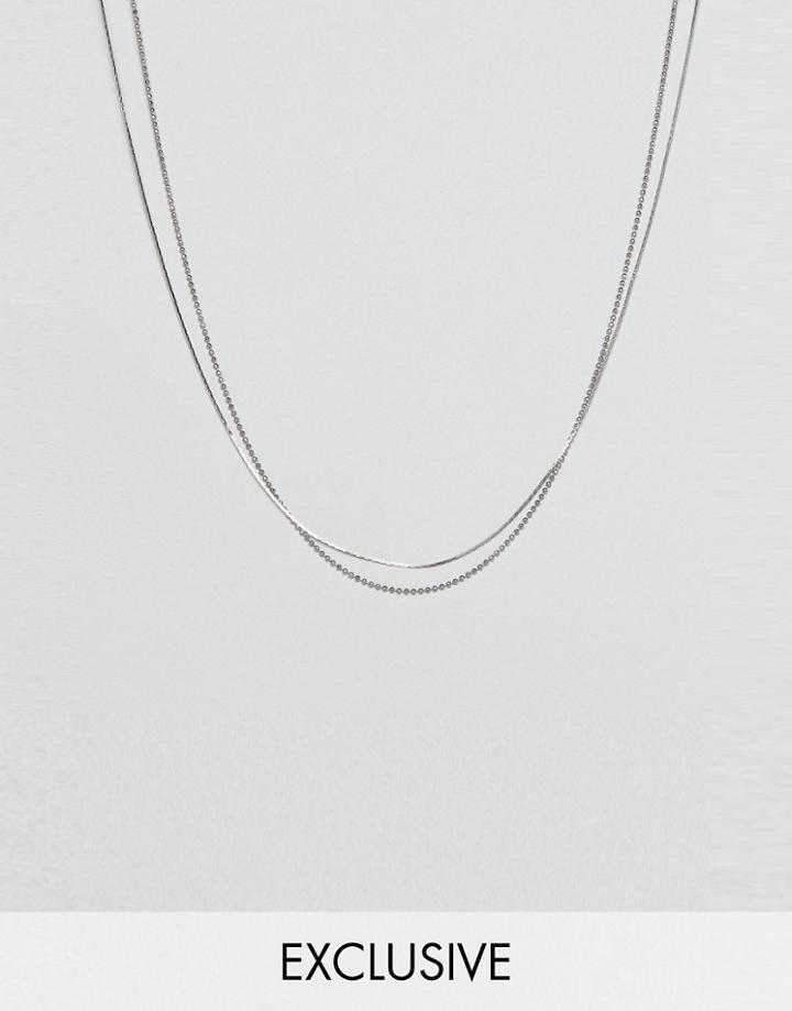 Designb London Double Chain Necklace In Silver Exclusive To Asos - Silver