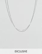 Designb London Double Chain Necklace In Silver Exclusive To Asos - Silver