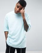 Asos Oversized T-shirt With Half Sleeve In Blue - Blue