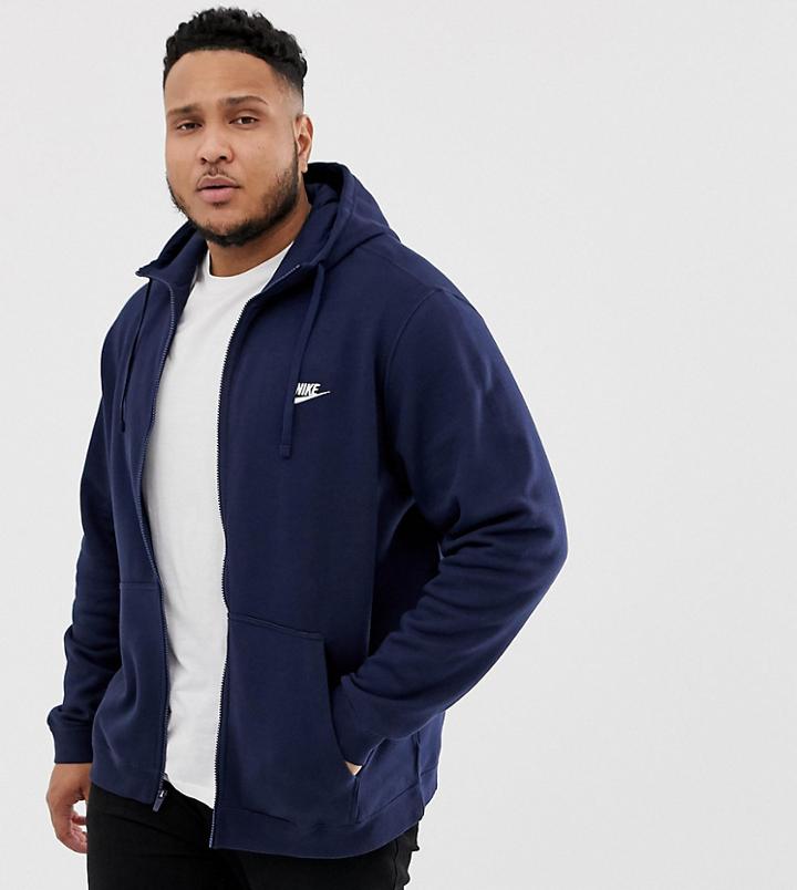 Nike Plus Club Zip Hoodie In Navy