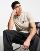 Asos Dark Future T-shirt With Front Chest Print In Stone-neutral