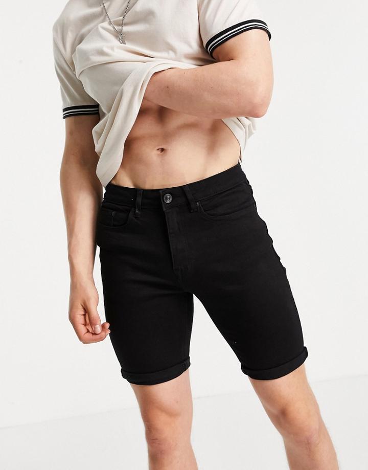 New Look Skinny Denim Shorts In Black