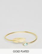 Ottoman Hands Feather & Crystal Cuff - Gold