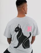 Hnr Ldn Cat Back Print T-shirt In Oversized - Gray