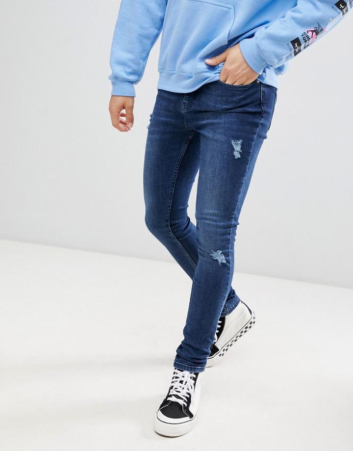 Brooklyn Supply Co Muscle Fit Jeans In Blue Tint Wash - Blue