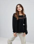Only Wenda Lace Insert Blouse - Black