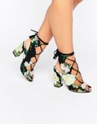 Asos Holiday Ghillie Tie Heeled Sandals - Multi