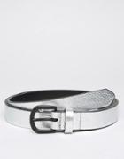 Asos Smart Skinny Belt In Metallic - Silver