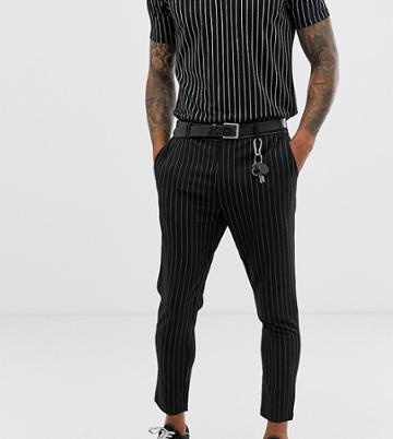Mauvais Cropped Pants In Black Pinstripe - Black