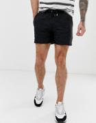 River Island Textured Shorts In Black Camo