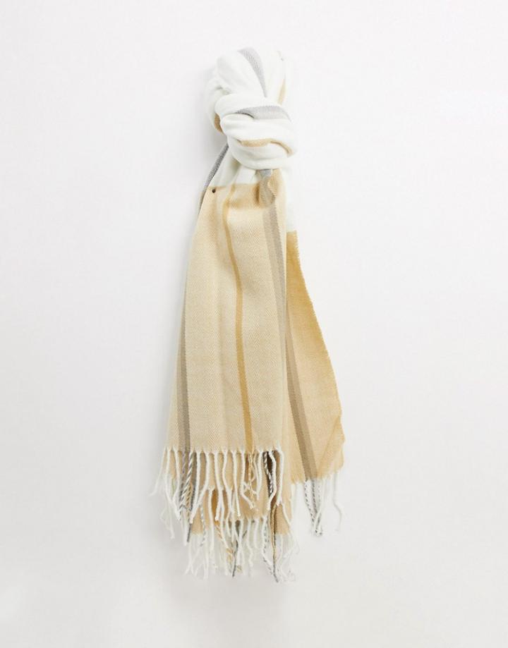 Boardmans Laura Colorblock Scarf With Tassles In Neutrals