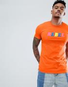 Boohooman T-shirt With Rebel Print In Orange - Orange
