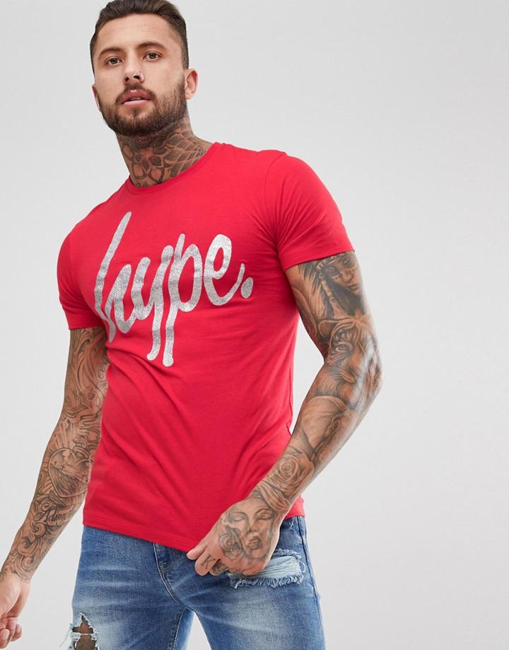 Hype Holidays T-shirt In Red With Glitter Logo - Red