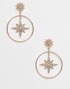 Lipsy Hoop Star Jewelled Earrings In Gold - Gold