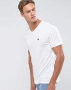 Abercrombie & Fitch Slim Fit T-shirt V-neck Logo In White - White