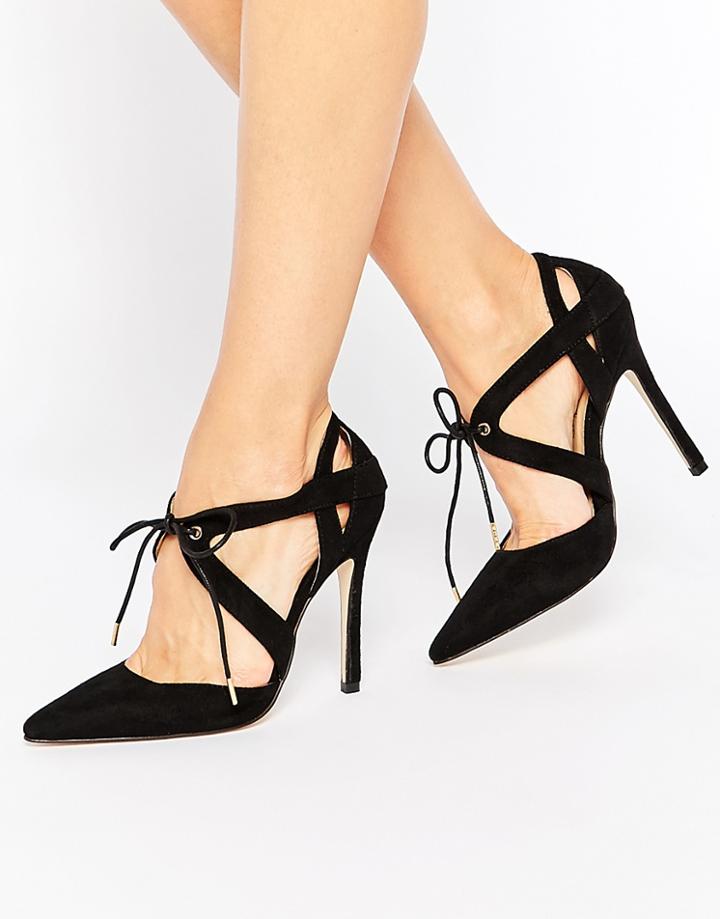 Truffle Collection Skye Tie Front Heeled Shoes - Black Micro