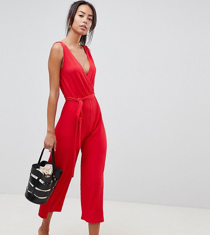 New Look Tall Rib Jumpsuit - Red