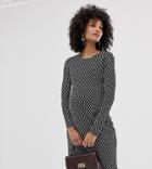 Glamorous Bloom Midi Dress With Long Sleeves-black