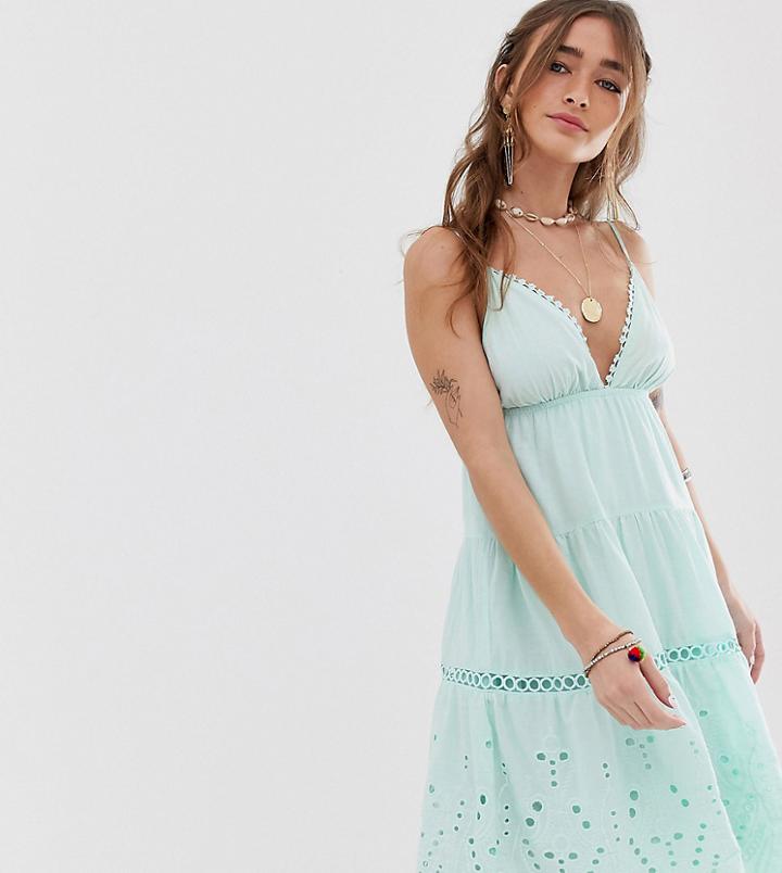Sisters Of The Tribe Tiered Cami Midi Dress-green