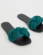 Asos Design Farlow Plaited Flat Sandals - Green
