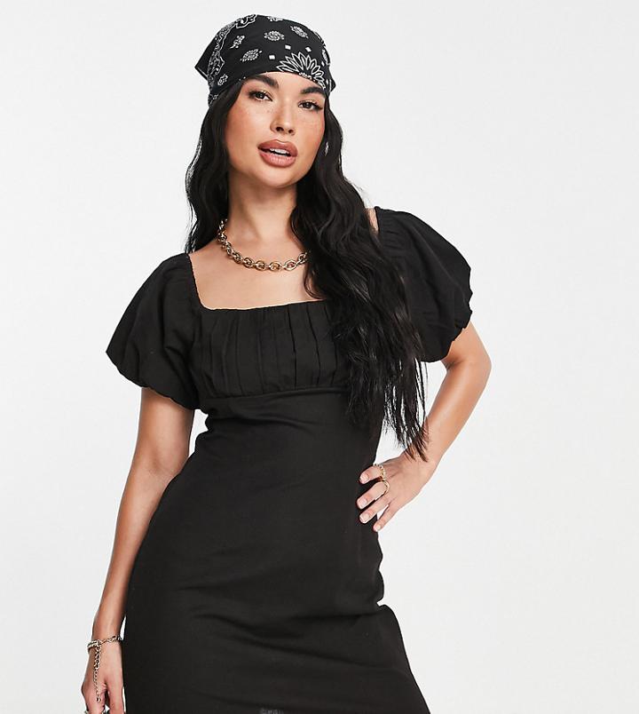 Asyou Puff Sleeve Sundress In Black