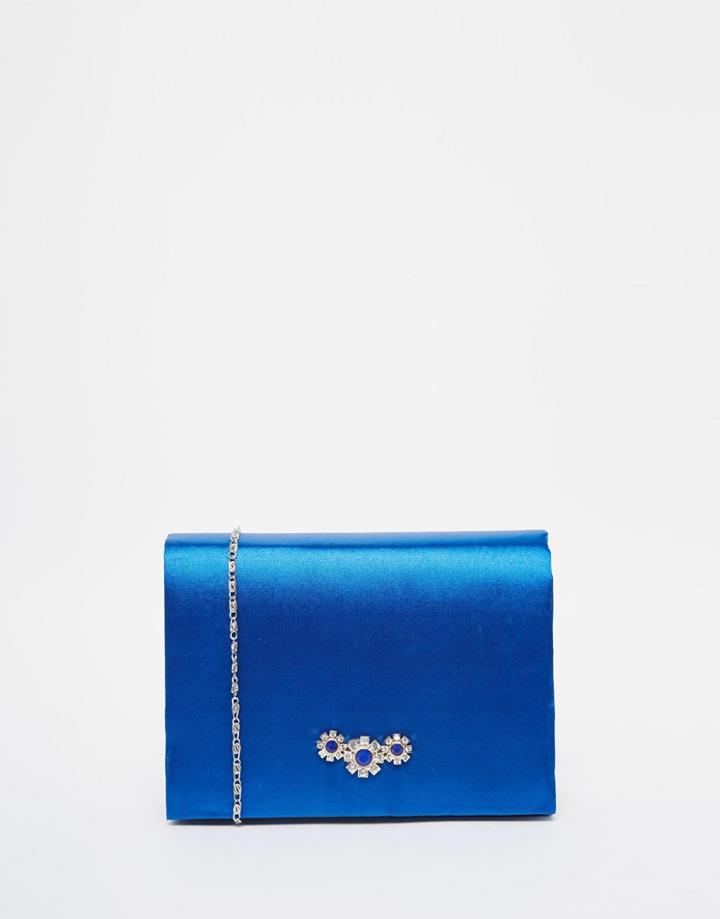 Neve & Eve Box Clutch Bag With Jewel - Blue