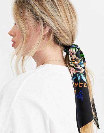 Asos Design Hair Scarf With Motor Club Print-multi