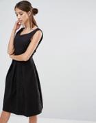 Closet V-neck Textured Midi Pleat Dress - Black