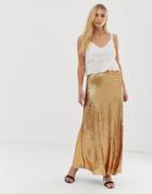 Native Rose Festival Maxi Skirt In Sequin-gold
