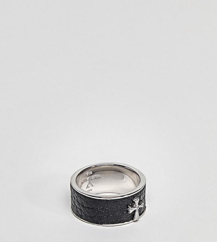Seven London Black Band Ring In Sterling Silver - Silver