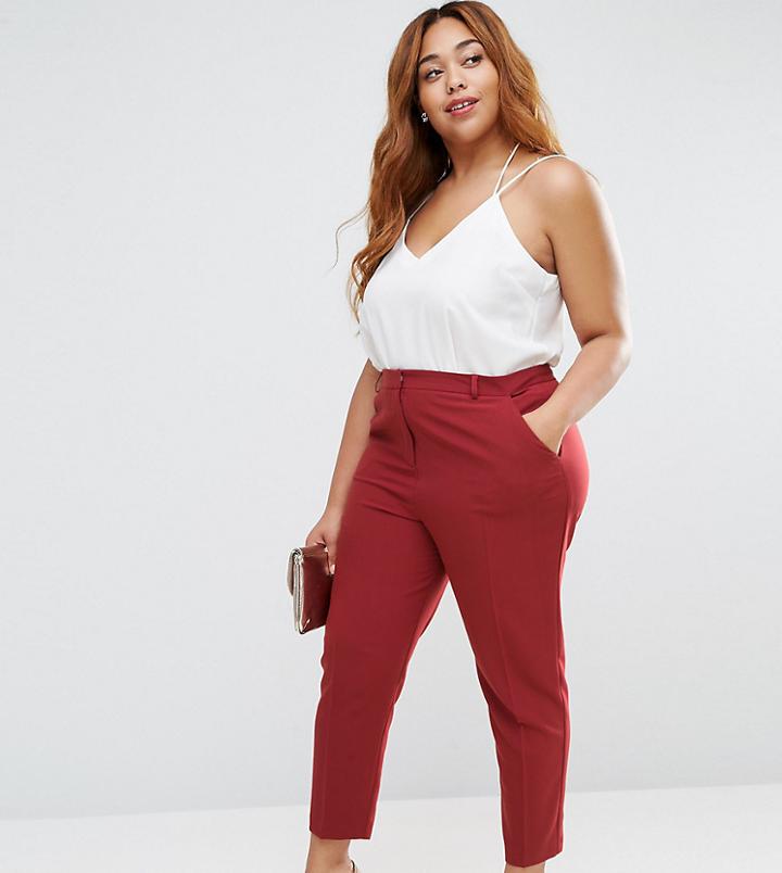 Asos Curve Ankle Grazer Cigarette Pant In Crepe - Purple