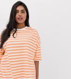 Asos Design Curve Oversized T-shirt In Spliced Stripe - Multi