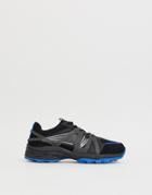 Asos Design Dad Sneakers In Black Mesh With Blue Color Flash Chunky Sole