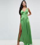 Asos Petite Ultimate Cami Thigh Split Maxi Dress - Multi