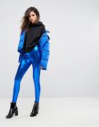 Miss Selfridge High Shine Metallic Legging - Blue