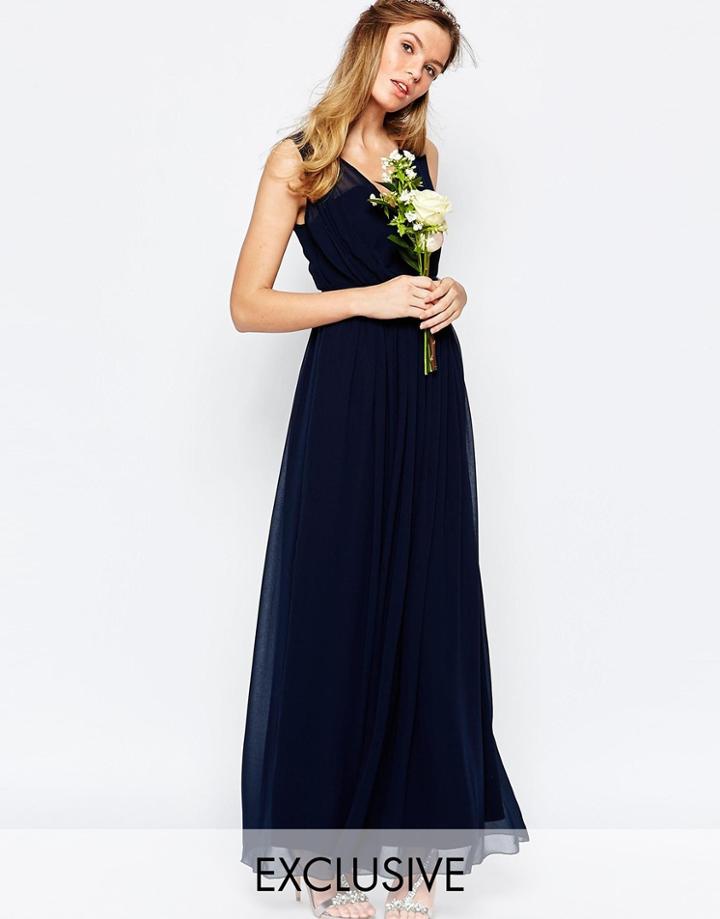 Vila Cinched Waist Maxi Dress - Navy
