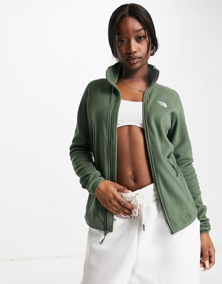 The North Face 100 Glacier Full Zip Fleece In Khaki-green