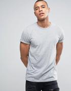 Asos T-shirt With Crew Neck And Roll Sleeve In Gray Marl - Gray
