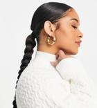 Asos Design Curve High Neck Cable Sweater With Wide Sleeves-white