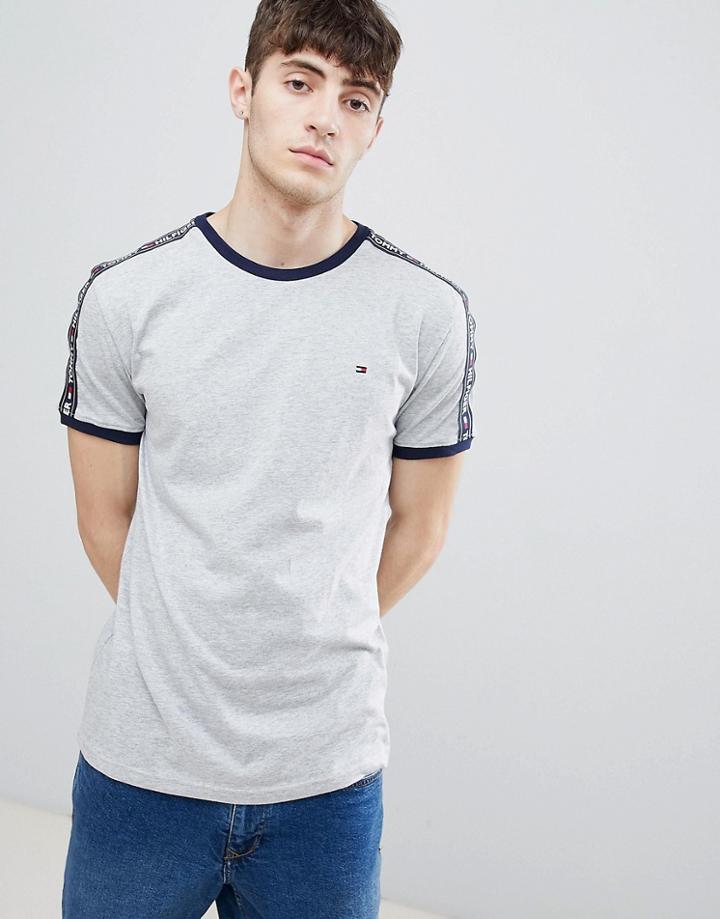 Tommy Hilfiger Authentic T-shirt Side Logo Taping In Gray Marl - Gray