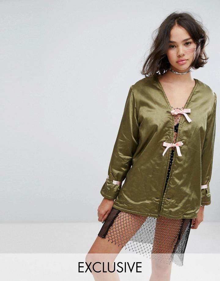 Reclaimed Vintage Revived Military Kimono Jacket - Green