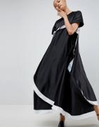 Asos White Extreme Curved Hem Bonded Dress - Black