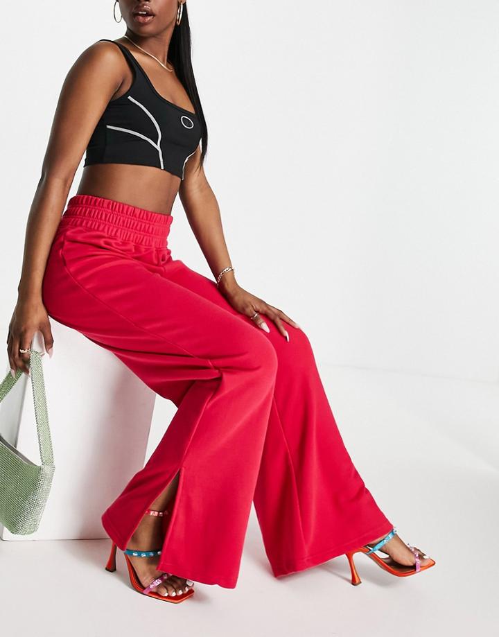 Public Desire Set Wide Leg Sweatpants In Fuchsia-pink