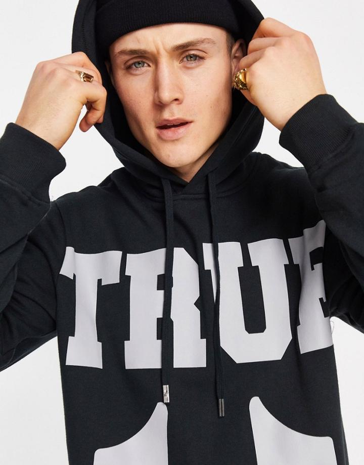 True Religion Large Branded Hoodie-grey