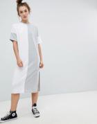 Asos Design Color Block Split Side Midi T-shirt Dress - Multi