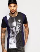 Religion T-shirt With Half Wolf Half Woman Print - Black
