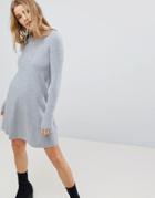 Bershka Knitted Sweater Dress - Gray